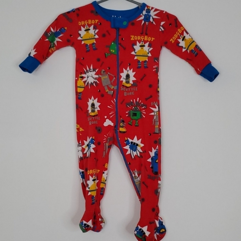 {Hatley} Red Robot Footed Zip Sleeper Pajamas